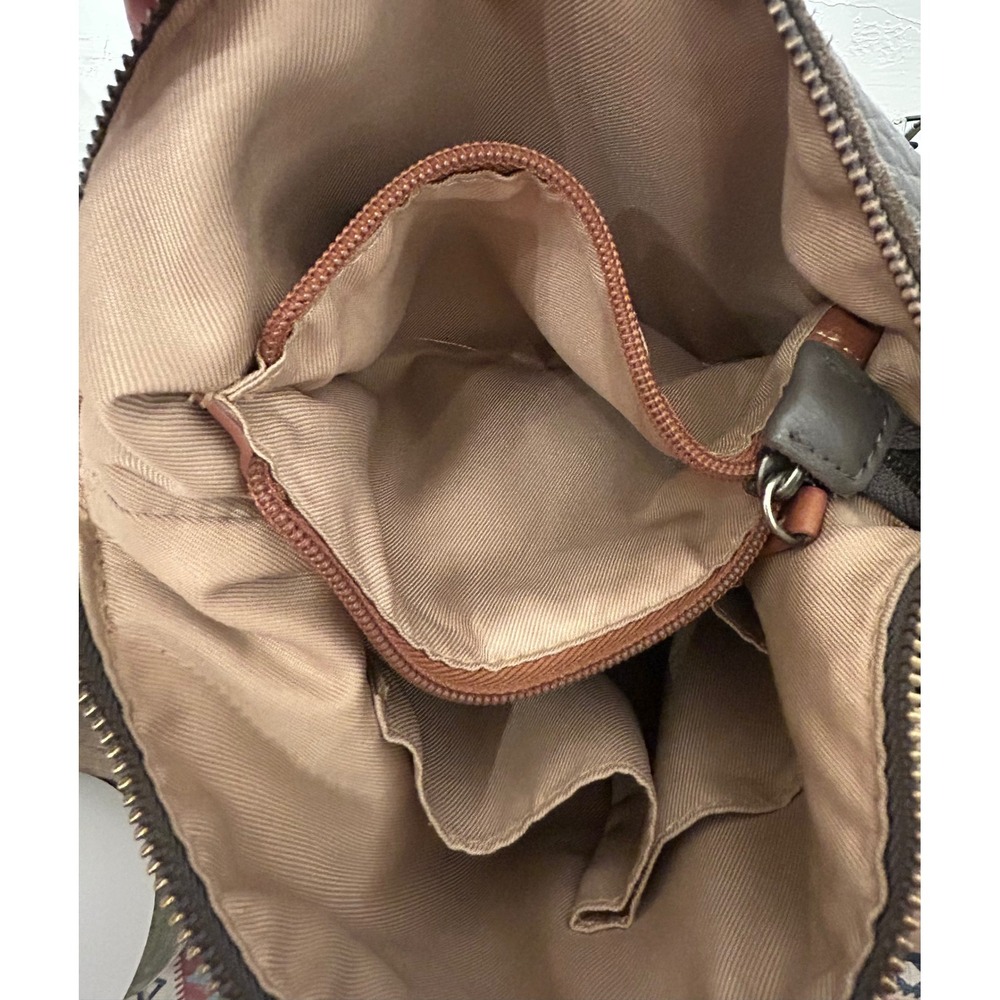 The Sak Gray Pebbled Leather Crossbody Bag with Woven Geometric Strap Messenger - Picture 11 of 11